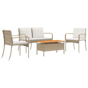 vidaXL Garten Set Beige Poly-Rattan