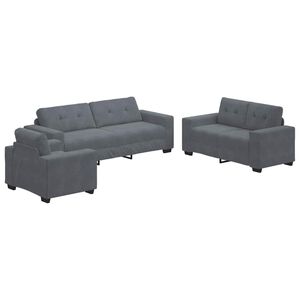 vidaXL Sofa Set 3 pcs Dunkelgrau 221 x 80 x 80 cm Samt