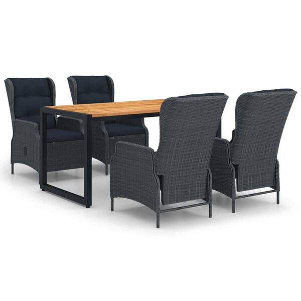 vidaXL 5-tlg. Garten-Essgruppe Dunkelgrau