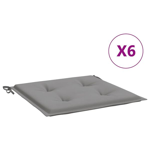 vidaXL Gartenstuhl-Kissen 6 Stk. Grau 40x40x4 cm Oxford-Gewebe
