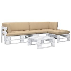vidaXL 4-tlg. Paletten-Lounge-Set Wei&szlig; Impr&auml;gniertes Kiefernholz