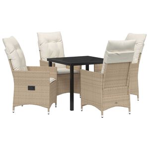 vidaXL Garten Essgruppe mit Kissen 5 pcs Beige Poly-Rattan