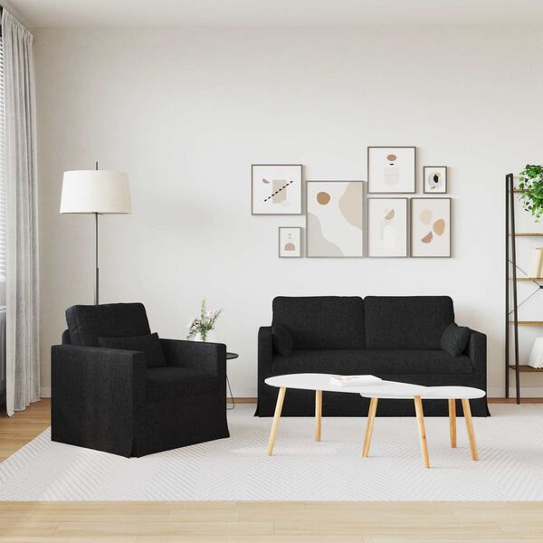 vidaXL Sofa 2 pcs Schwarz