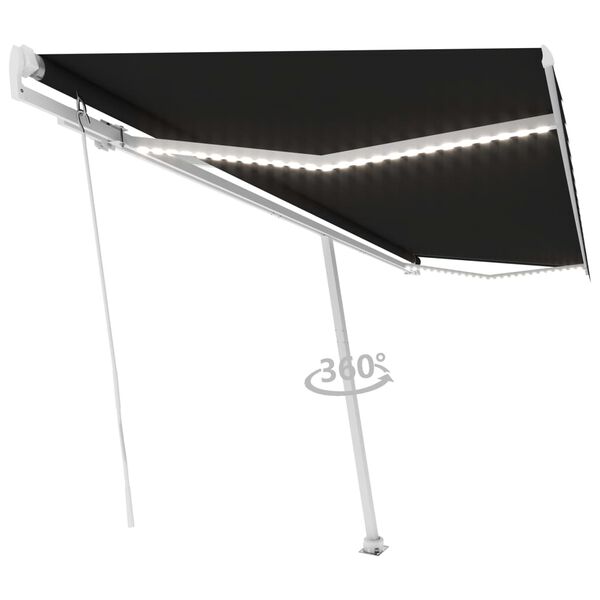 vidaXL Markise Manuell Einziehbar mit LED 500x350 cm Anthrazit