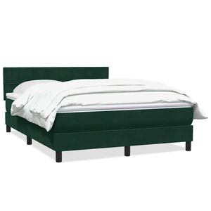 vidaXL Boxspringbett mit Matratze Dunkelgr&uuml;n 160x220 cm Samt