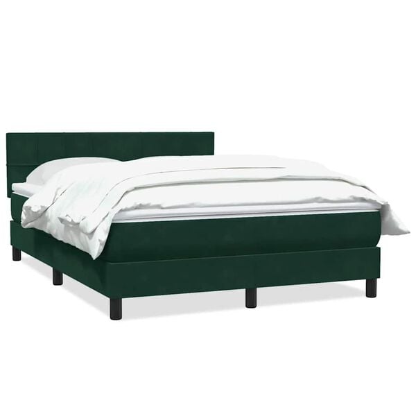 vidaXL Boxspringbett mit Matratze Dunkelgr&uuml;n 160x220 cm Samt