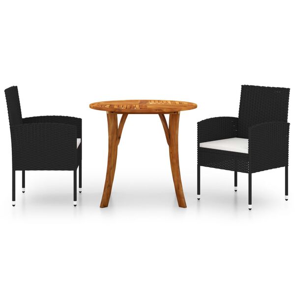 vidaXL 3-tlg. Garten-Essgruppe Schwarz