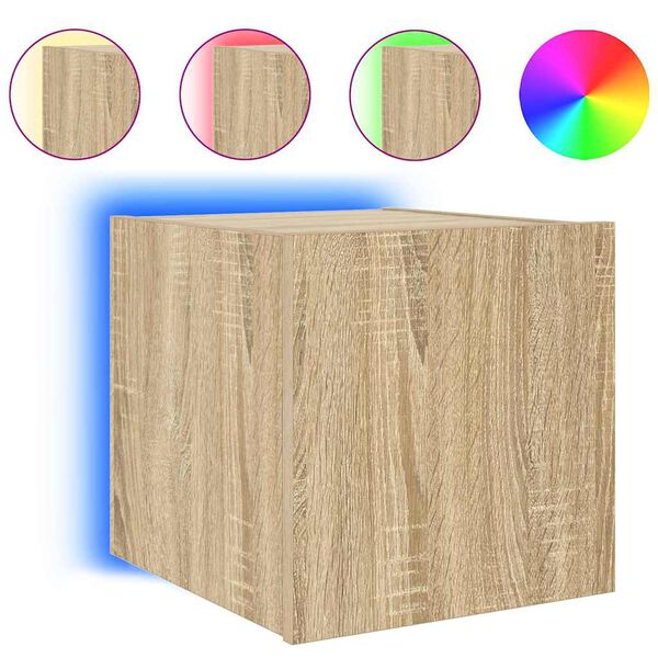 vidaXL TV-Wandschrank mit LED-Leuchten Sonoma-Eiche 30,5x35x30 cm