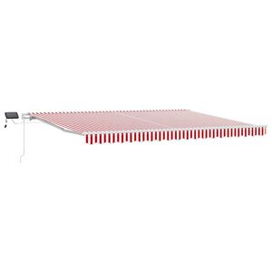 vidaXL Ausziehbare Markise Rot und Wei&szlig; 450 x 350 cm