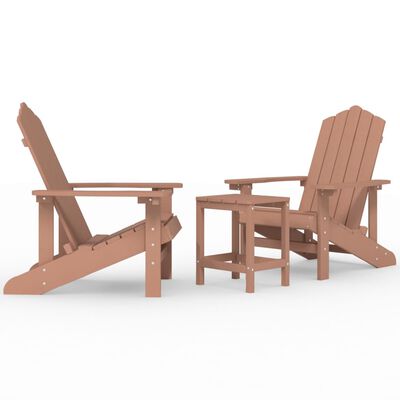 vidaXL Adirondack-Gartenstühle mit Tisch HDPE Braun