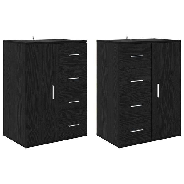 vidaXL Sideboards Corona 2 pcs Schwarz Eichen-Optik 59 x 39 x 80 cm