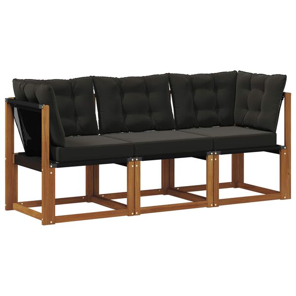 vidaXL Outdoor Mittel- und Ecksofa mit Kissen 3 St&uuml;ck Natur