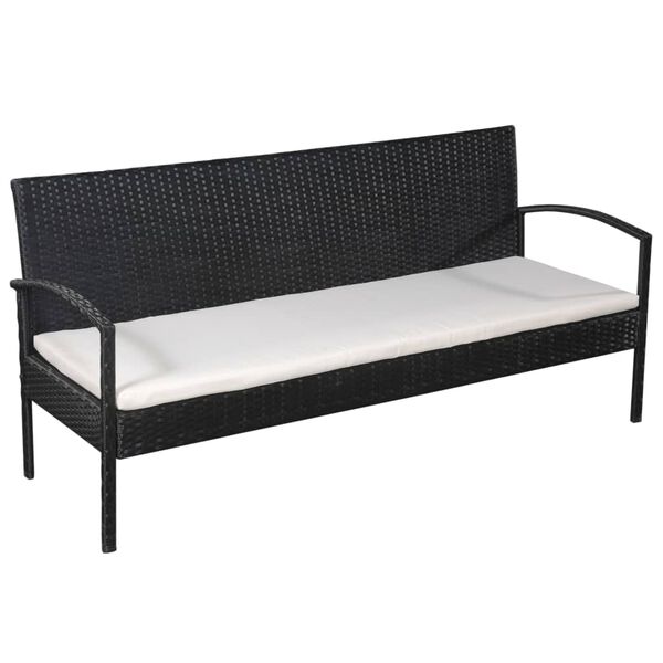 vidaXL 5-tlg. Garten-Lounge-Set mit Auflagen Poly Rattan Schwarz