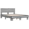 vidaXL Bettgestell Grau Sonoma 135x190 cm Holzwerkstoff und Metall