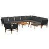 vidaXL 12 pcs Massives Akazienholz & Seil Natur