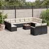 vidaXL 13-tlg. Garten-Sofagarnitur mit Kissen Schwarz Poly Rattan
