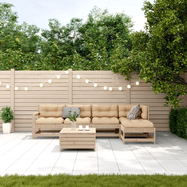 vidaXL 6-tlg. Garten-Lounge-Set mit Kissen Massivholz Kiefer