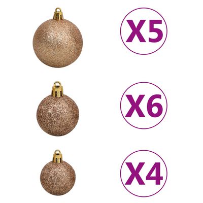 vidaXL Künstlicher Weihnachtsbaum LEDs & Kugeln Beschneit 120cm PVC PE