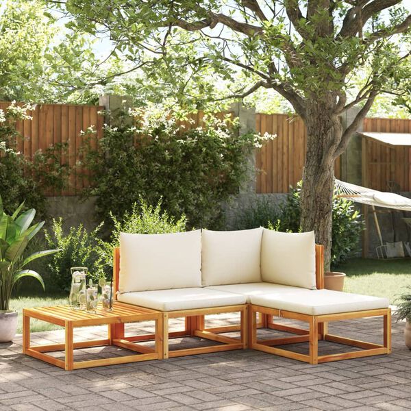 vidaXL 4-tlg. Gartensofa-Set mit Kissen Holz Akazie & Seil