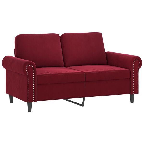 vidaXL 2-Sitzer-Sofa mit Kissen Weinrot 120 cm Samt