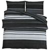 vidaXL Bettw&auml;sche-Set Schwarz Gestreift 200x200 cm Baumwolle