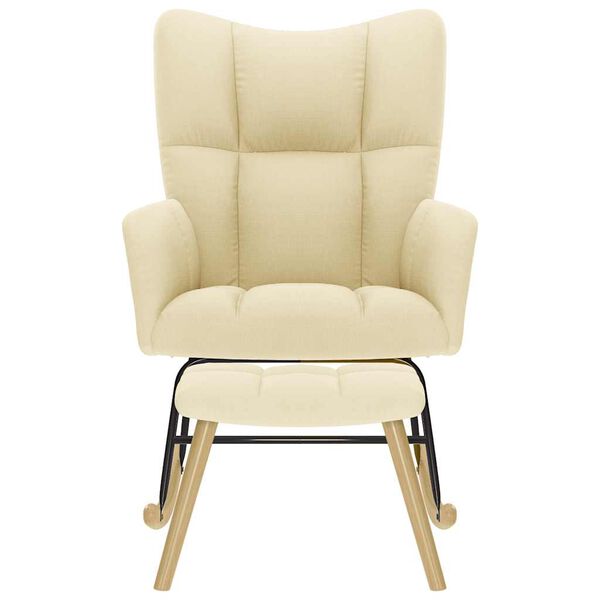 vidaXL Schaukelstuhl mit Fu&szlig;hocker Creme Stoff