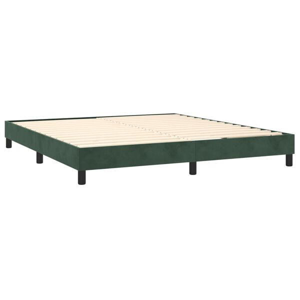 vidaXL Boxspringbett mit Matratze Dunkelgr&uuml;n 180x200 cm Samt