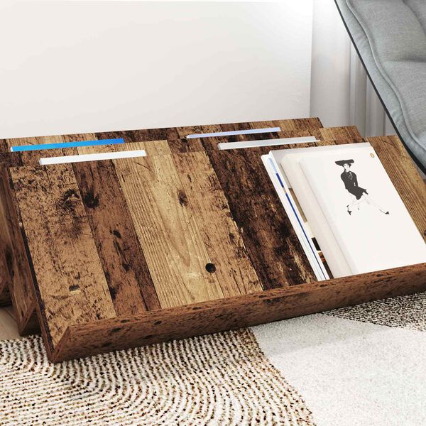 vidaXL Magazinregal mit Regal Altholz 90 x 53 x 28,5 cm Holzwerkstoff