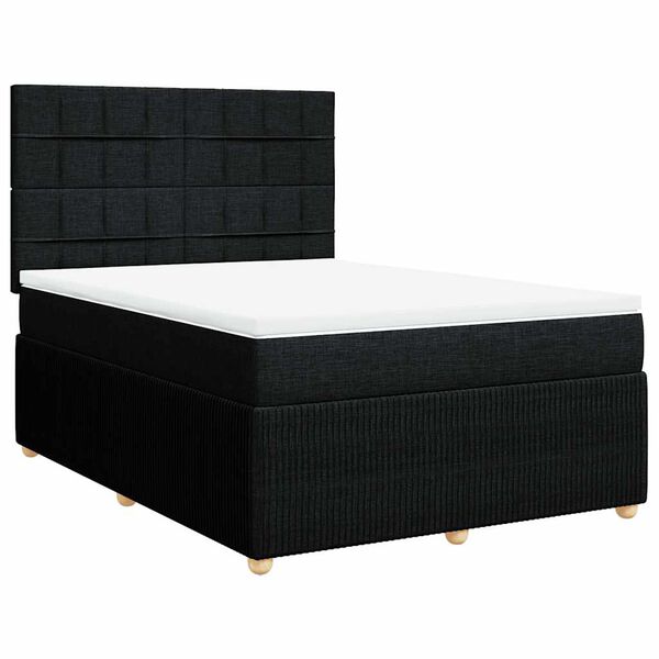 vidaXL Boxspringbett mit Matratze Schwarz 140x190 cm Stoff
