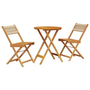 vidaXL 3-tlg. Bistro-Set Beige Polypropylen und Massivholz