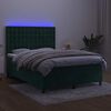 vidaXL Boxspringbett mit Matratze & LED Dunkelgr&uuml;n 140x200 cm Samt