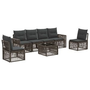 vidaXL Gartensofa-set 7 stk. Grau und Dunkelgrau Poly-Rattan