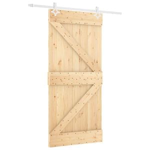 vidaXL Schiebet&uuml;r Nat&uuml;rlich und Wei&szlig; 100 x 210 cm Massives Kiefernholz