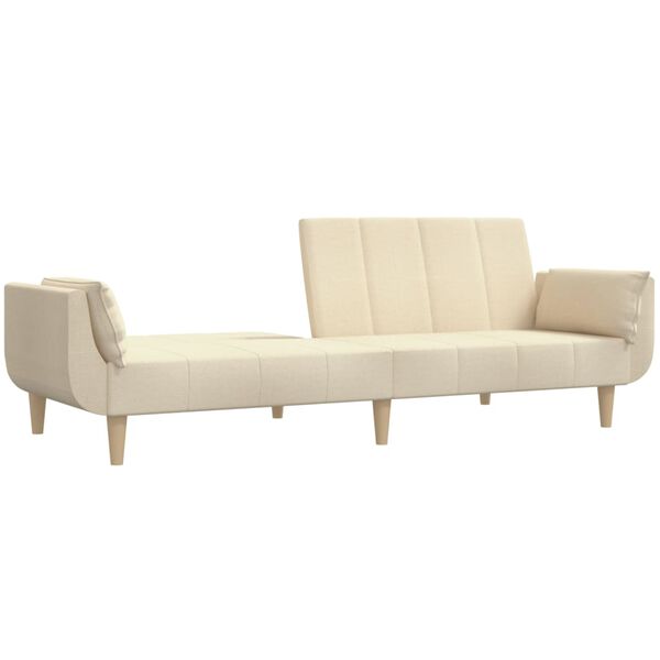 vidaXL Schlafsofa 2-Sitzer mit 2 Kissen Creme Stoff