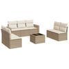 vidaXL 8-tlg. Garten-Sofagarnitur mit Kissen Beige Poly Rattan
