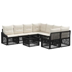 vidaXL Gartensofa-set 9 stk. Schwarz Poly-Rattan