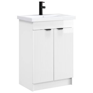 vidaXL Badezimmerm&ouml;bel-Set Hochglanz Wei&szlig; 78,5 x 37,5 x 81 cm
