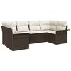 vidaXL Garten-Sofa-Set mit Kissen mit Speicher 6 pcs Braun Poly Rattan