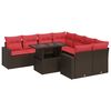 vidaXL 9-tlg. Garten-Sofagarnitur mit Kissen Braun Poly Rattan Akazie
