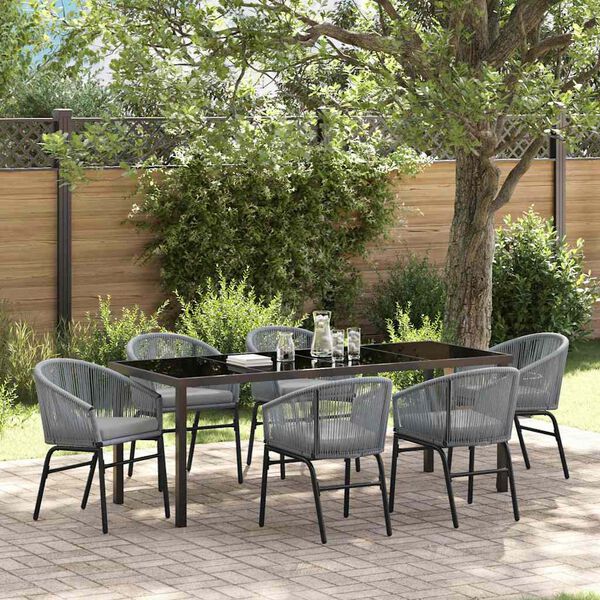 vidaXL Garten Essgruppe 7 pcs Anthrazit Pulverbeschichteter Stahl