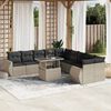 vidaXL 11-tlg. Garten-Sofagarnitur mit Kissen Hellgrau Poly Rattan