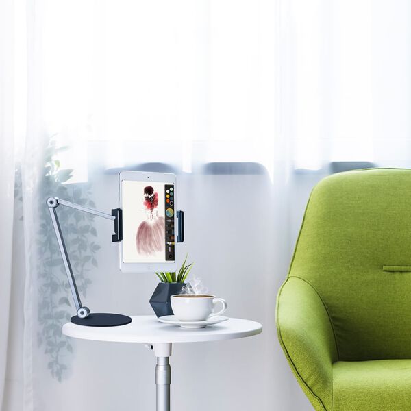 ErgoLine Tablet-St&auml;nder mit Rundem Sockel Verstellbar Aluminium