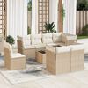 vidaXL 9-tlg. Garten-Sofagarnitur mit Kissen Beige Poly Rattan