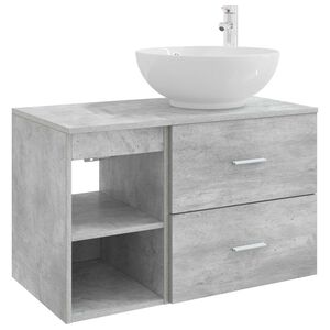 vidaXL Badezimmerm&ouml;bel-Set 2 pcs Betongrau Holzwerkstoff