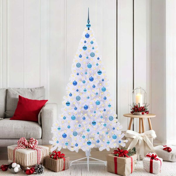 vidaXL K&uuml;nstlicher Weihnachtsbaum Wei&szlig; 180 cm PVC und Stahl