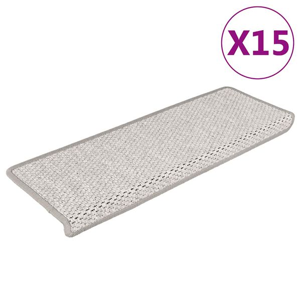 vidaXL Treppenmatten Selbstklebend Sisal-Look 15 Stk. 65x21x4 Platina