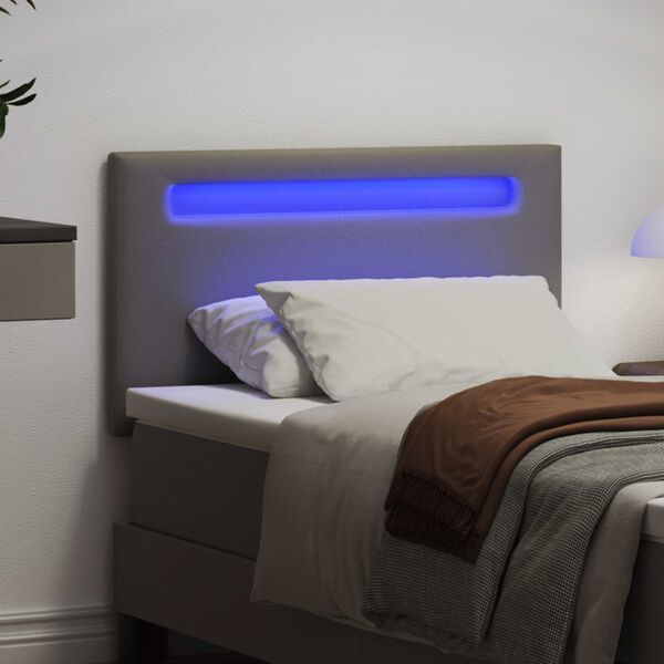 vidaXL LED Kopfteil Grau 90 cm Kunstleder