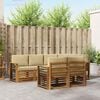 vidaXL Ecksofa Set mit Kissen 7 pcs Natur und Beige Massivholz Akazie