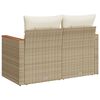 vidaXL Gartensofa mit Kissen 2-Sitzer Beige Poly Rattan
