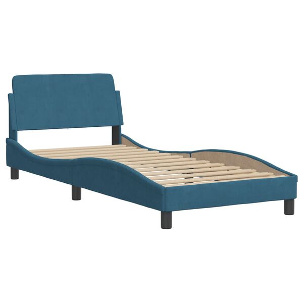 vidaXL Bett mit Matratze "Dover" Blau 90x200 cm Samt